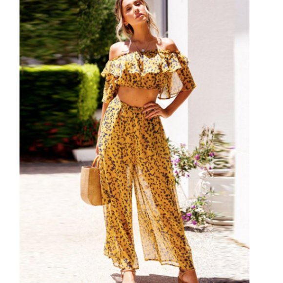 Everkaki Pants - Everkaki Set Off the Shoulder Top and Pants